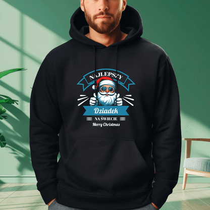 Personalizowana bluza męska z własnym nadrukiem DZIADEK JAK MIKOŁAJ - prezent dla dziadka - idamell.com