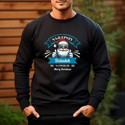 Personalizowana bluza męska z własnym nadrukiem DZIADEK JAK MIKOŁAJ - prezent dla dziadka - idamell.com
