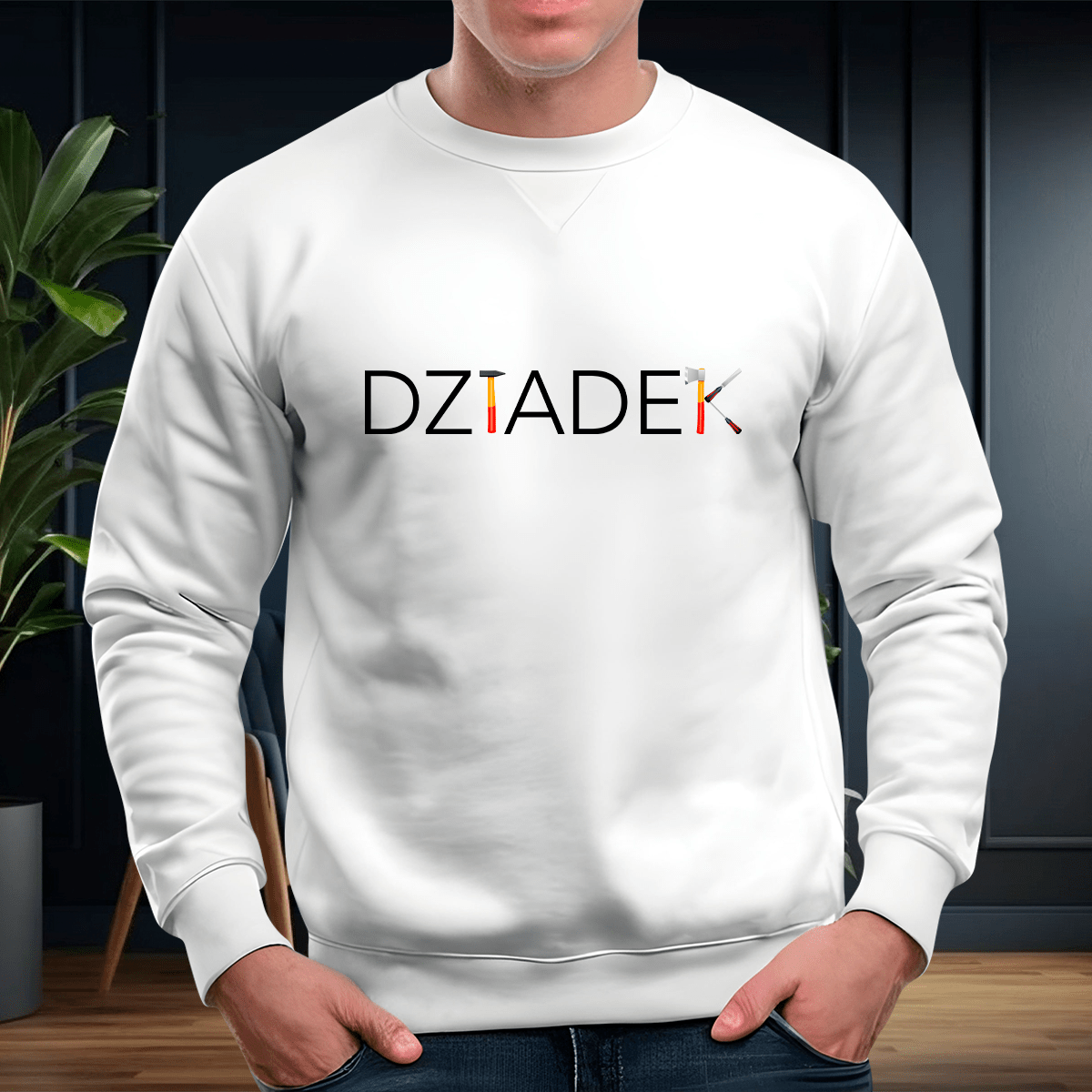 Personalizowana bluza męska z własnym nadrukiem DZIADEK NAPIS - prezent dla dziadka - idamell.com