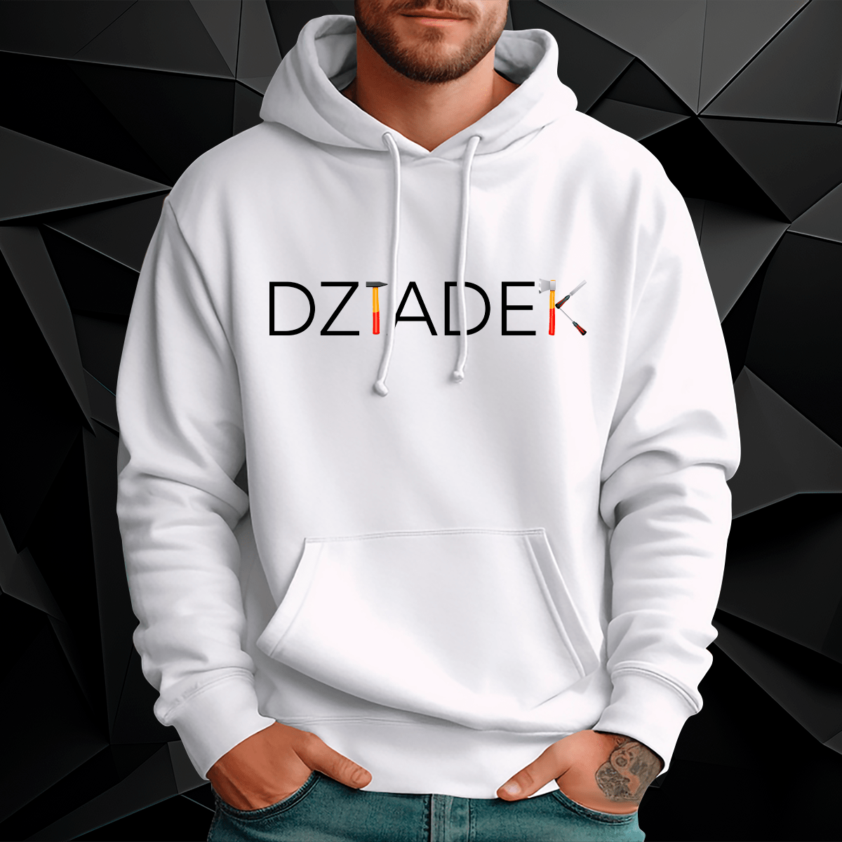 Personalizowana bluza męska z własnym nadrukiem DZIADEK NAPIS - prezent dla dziadka - idamell.com