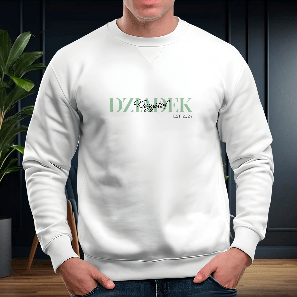 Personalizowana bluza męska z własnym nadrukiem DZIADEK - prezent dla dziadka - idamell.com