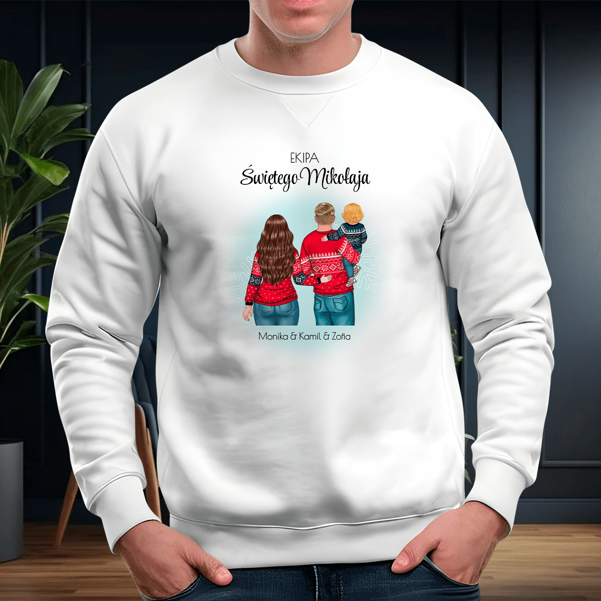 Personalizowana bluza męska z własnym nadrukiem EKIPA ŚWIĘTEGO MIKOŁAJA - prezent dla taty - idamell.com