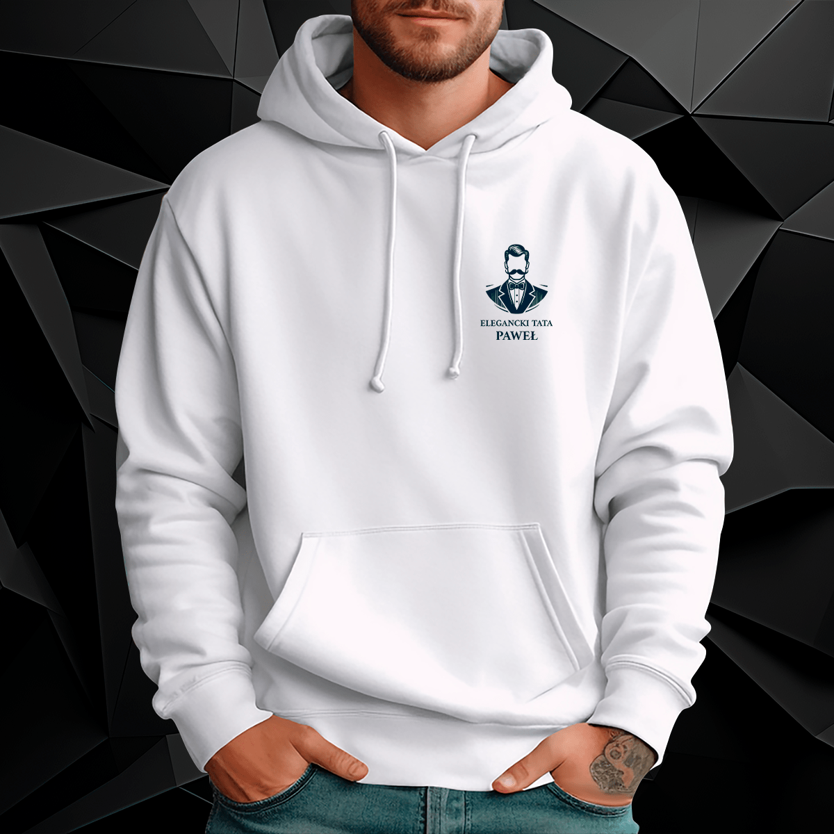 Personalizowana bluza męska z własnym nadrukiem ELEGANCKI TATA - prezent dla taty - idamell.com