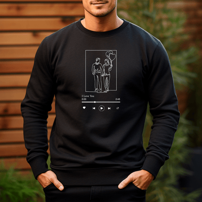 Personalizowana bluza męska z własnym nadrukiem I LOVE YOU - prezent dla niego - idamell.com