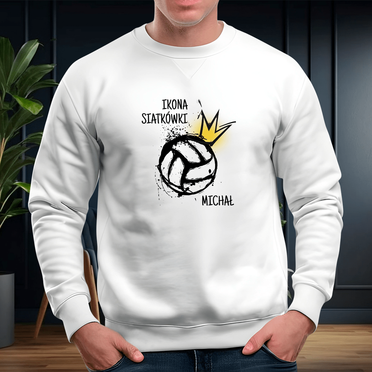 Personalizowana bluza męska z własnym nadrukiem IKONA SIATKÓWKI - prezent dla mężczyzny - idamell.com