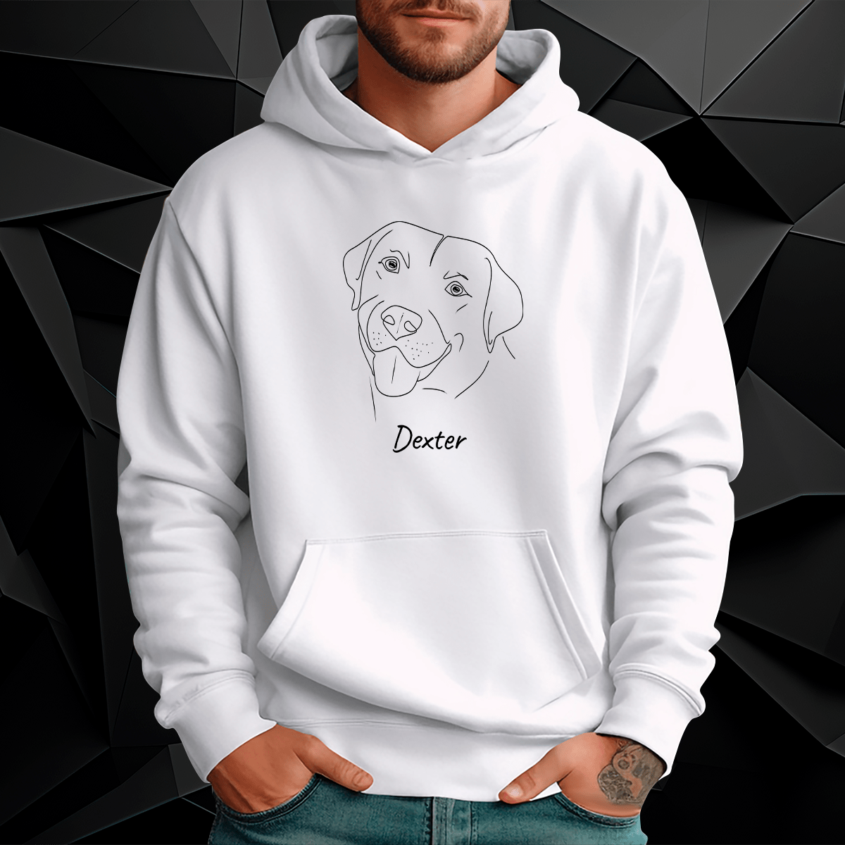 Personalizowana bluza męska z własnym nadrukiem IMIĘ PSA + GRAFIKA - prezent dla miłośnika psów - idamell.com