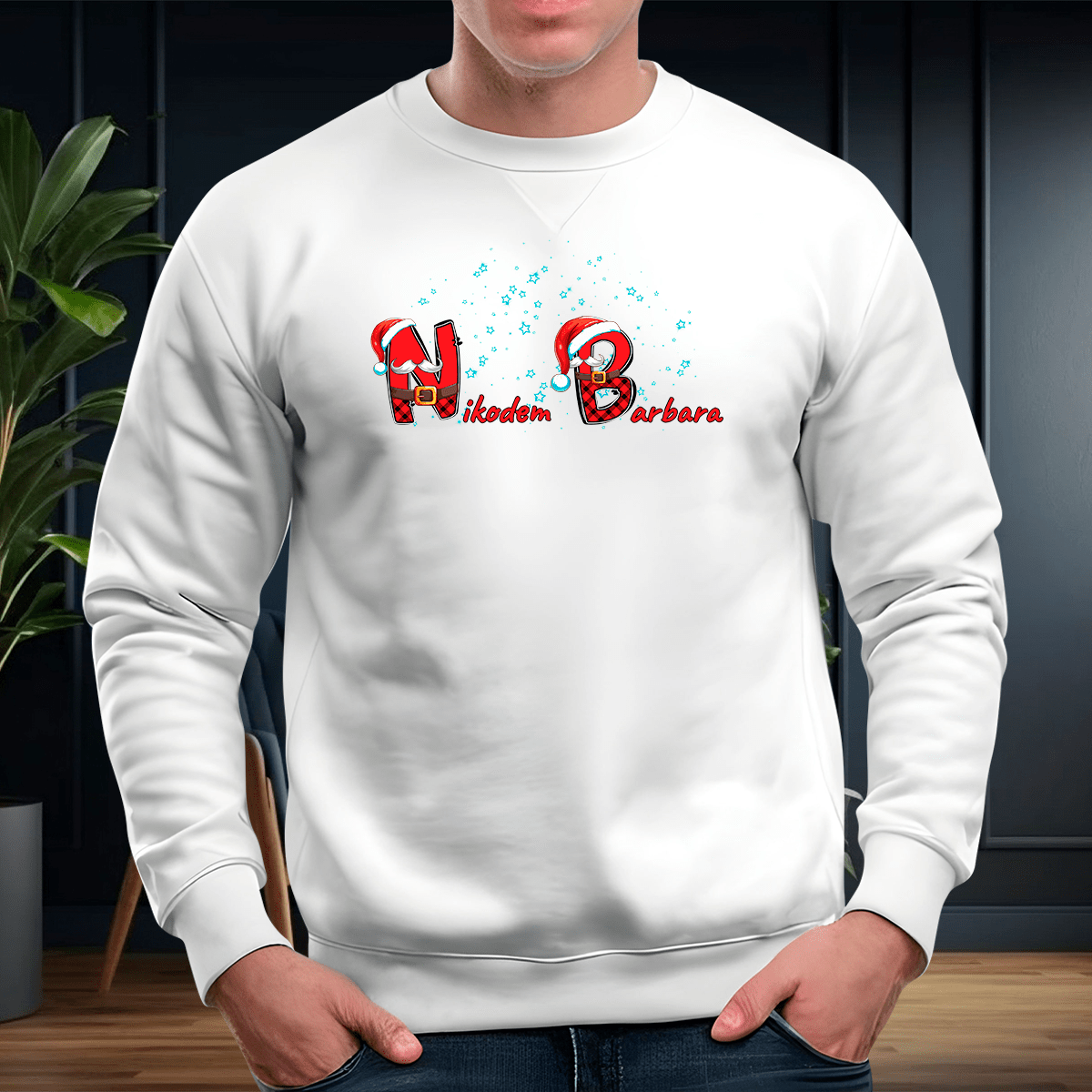 Personalizowana bluza męska z własnym nadrukiem IMIONA RODZICÓW - prezent dla taty - idamell.com