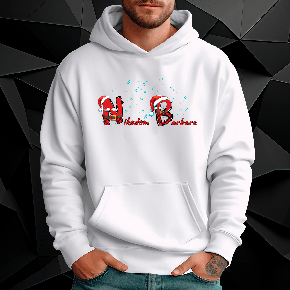 Personalizowana bluza męska z własnym nadrukiem IMIONA RODZICÓW - prezent dla taty - idamell.com