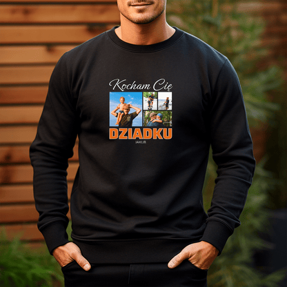 Personalizowana bluza męska z własnym nadrukiem KOCHAM CIĘ DZIADKU - prezent dla dziadka - idamell.com