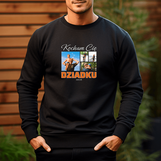 Personalizowana bluza męska z własnym nadrukiem KOCHAM CIĘ DZIADKU - prezent dla dziadka - idamell.com