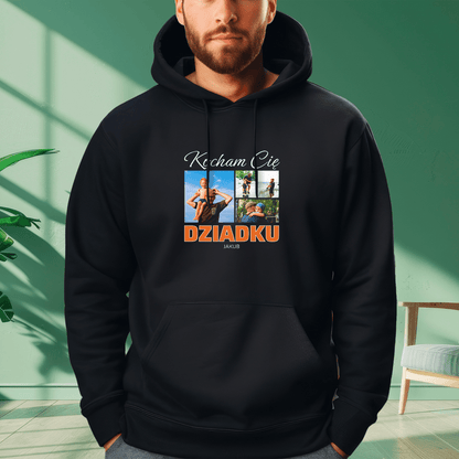 Personalizowana bluza męska z własnym nadrukiem KOCHAM CIĘ DZIADKU - prezent dla dziadka - idamell.com