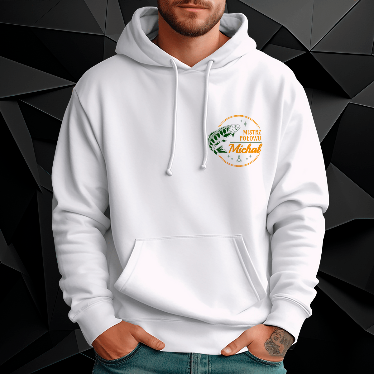 Personalizowana bluza męska z własnym nadrukiem MISTRZ POŁOWU - prezent dla mężczyzny - idamell.com