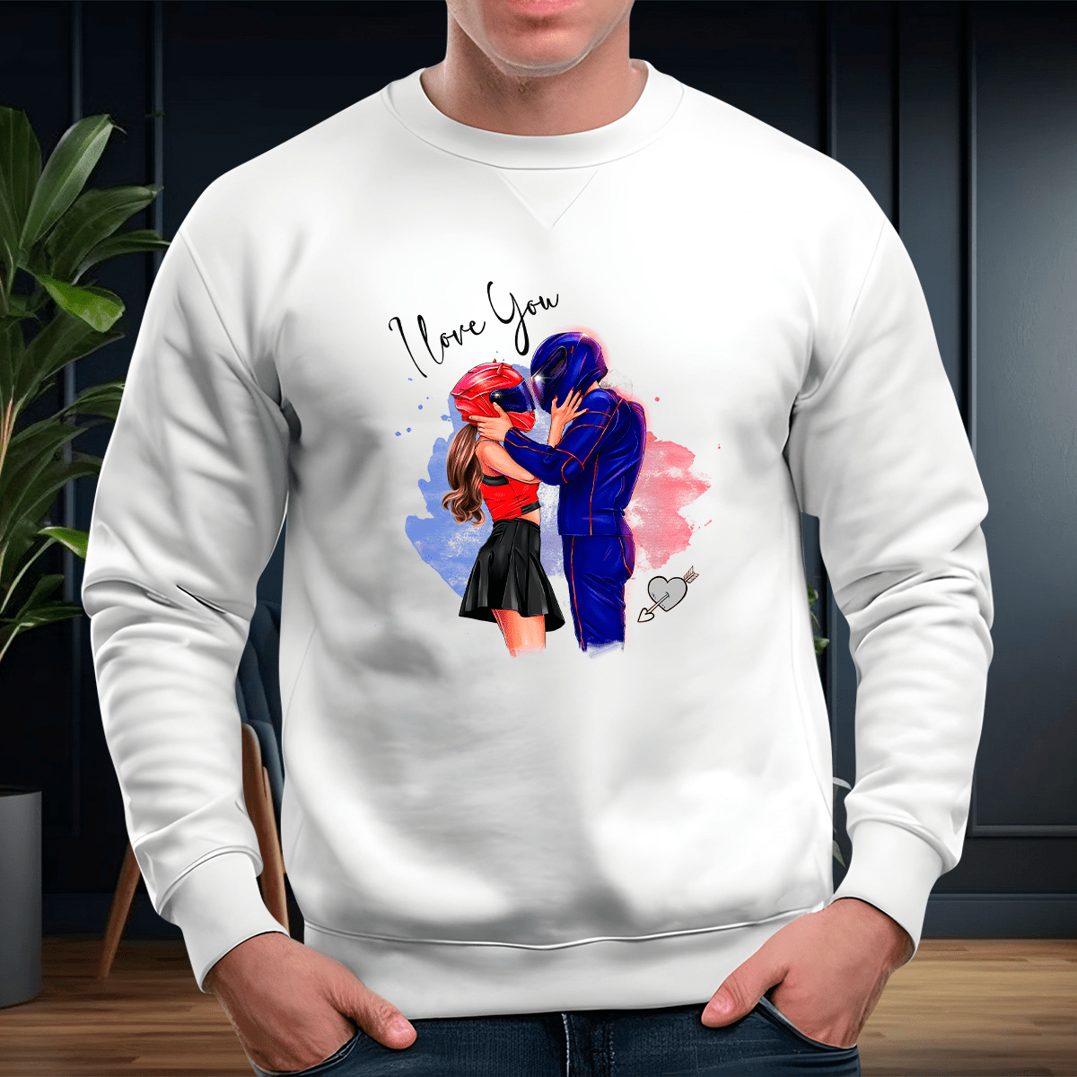 Personalizowana bluza męska z własnym nadrukiem MOTOCYKLISTA CLIPART - prezent dla motocyklisty - idamell.com