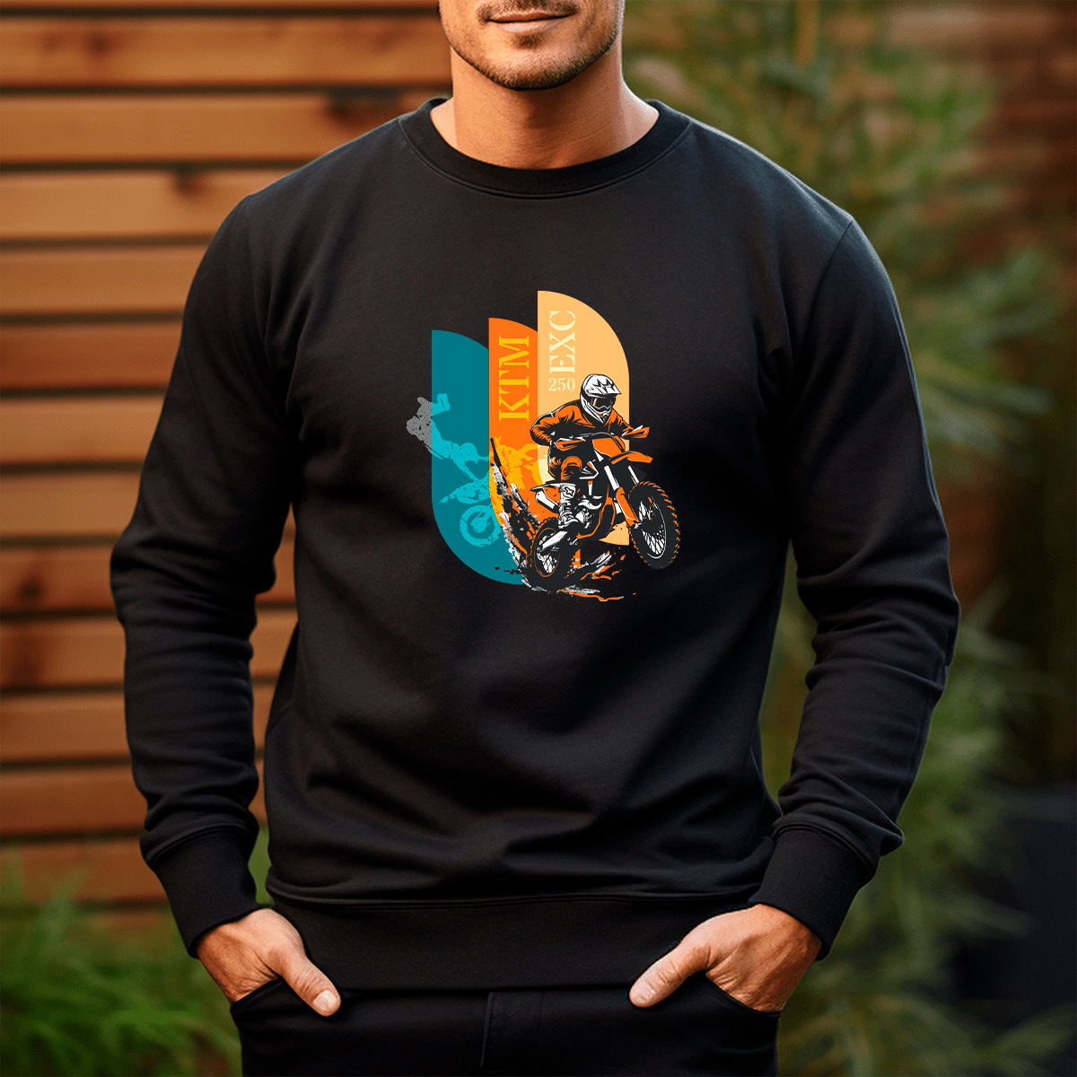 Personalizowana bluza męska z własnym nadrukiem MOTOCYKLISTA - prezent dla mężczyzny - idamell.com