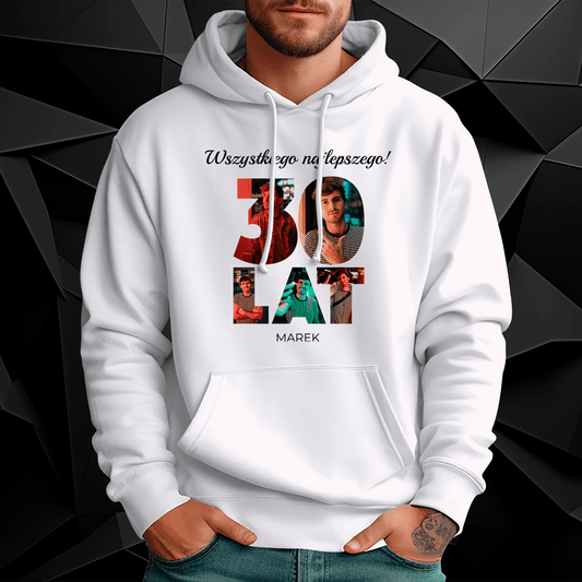 Personalizowana bluza męska z własnym nadrukiem NA 30 URODZINY - prezent dla mężczyzny - idamell.com