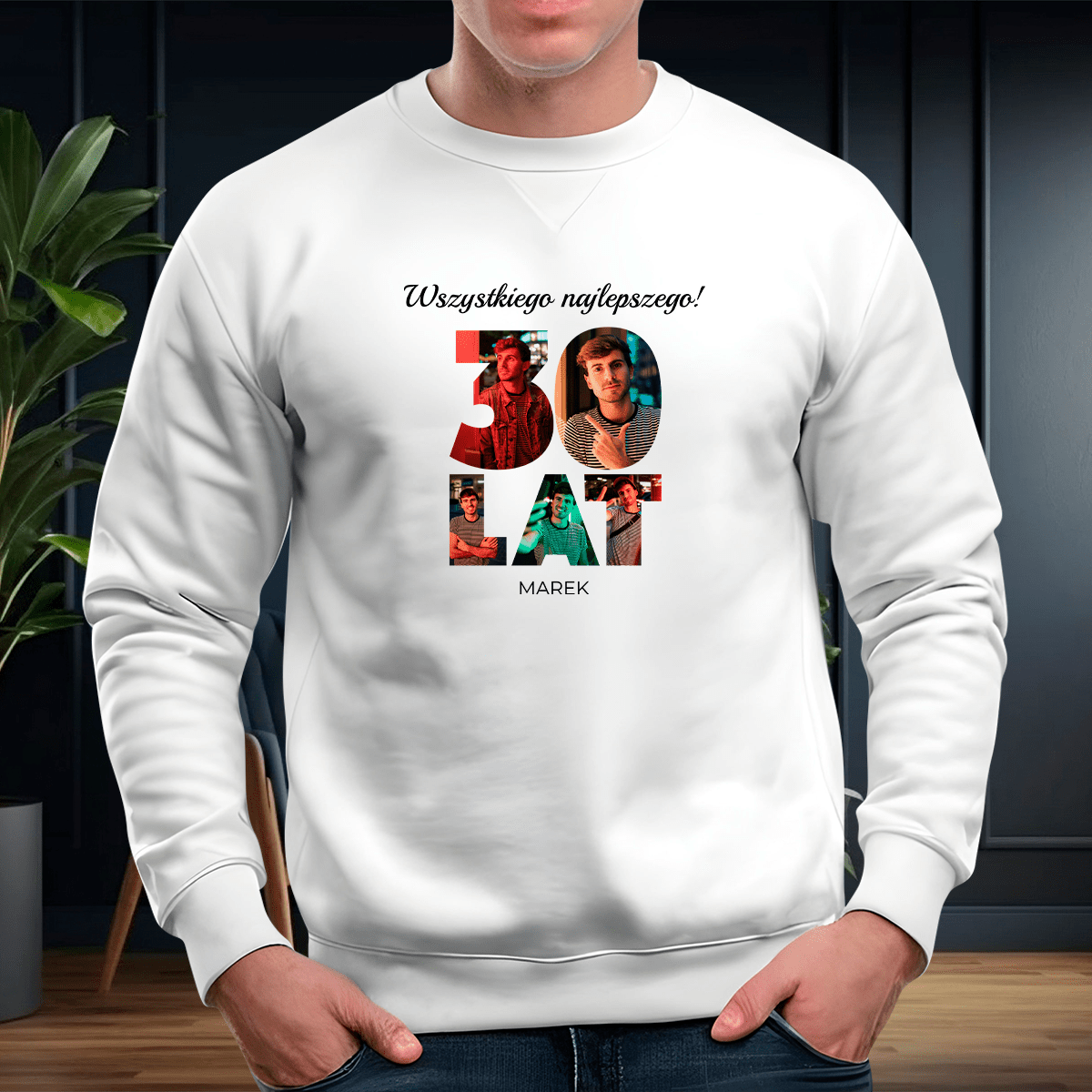 Personalizowana bluza męska z własnym nadrukiem NA 30 URODZINY - prezent dla mężczyzny - idamell.com