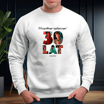 Personalizowana bluza męska z własnym nadrukiem NA 30 URODZINY - prezent dla mężczyzny - idamell.com