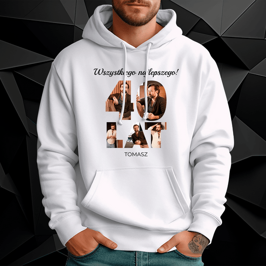 Personalizowana bluza męska z własnym nadrukiem NA 40 URODZINY - prezent dla mężczyzny - idamell.com