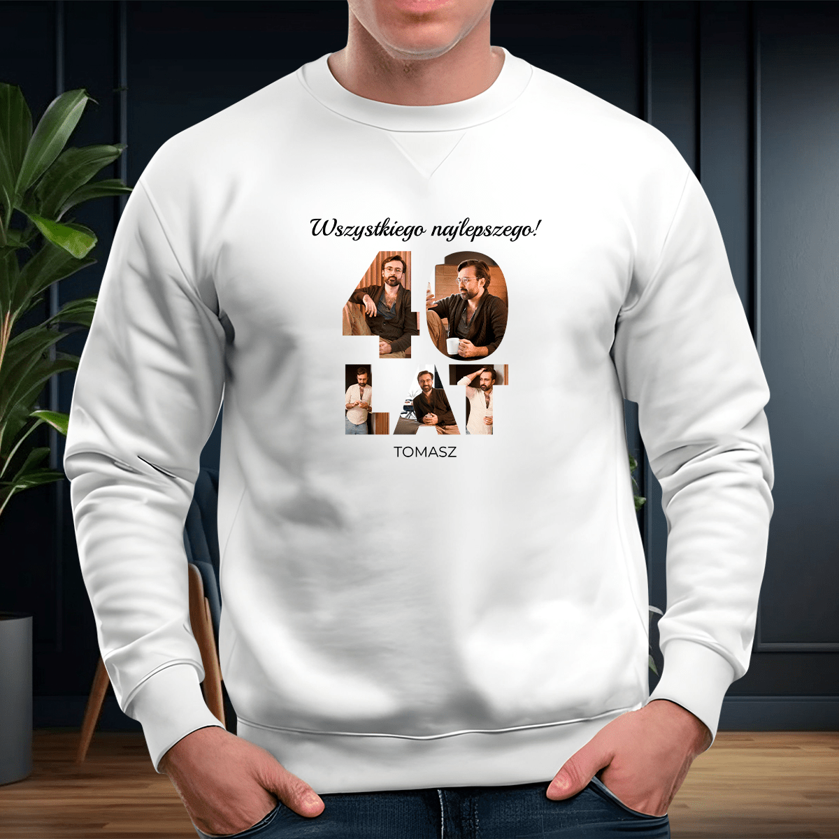 Personalizowana bluza męska z własnym nadrukiem NA 40 URODZINY - prezent dla mężczyzny - idamell.com