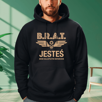 Personalizowana bluza męska z własnym nadrukiem NAJLEPSZE WSPARCIE - prezent dla brata - idamell.com