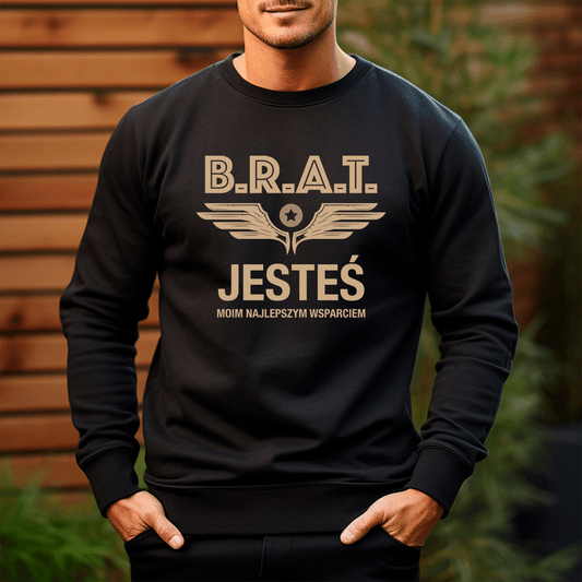 Personalizowana bluza męska z własnym nadrukiem NAJLEPSZE WSPARCIE - prezent dla brata - idamell.com