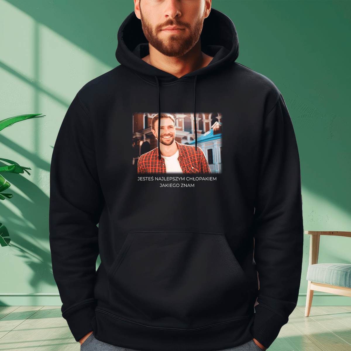 Personalizowana bluza męska z własnym nadrukiem NAJLEPSZY CHŁOPAK - prezent dla niego - idamell.com