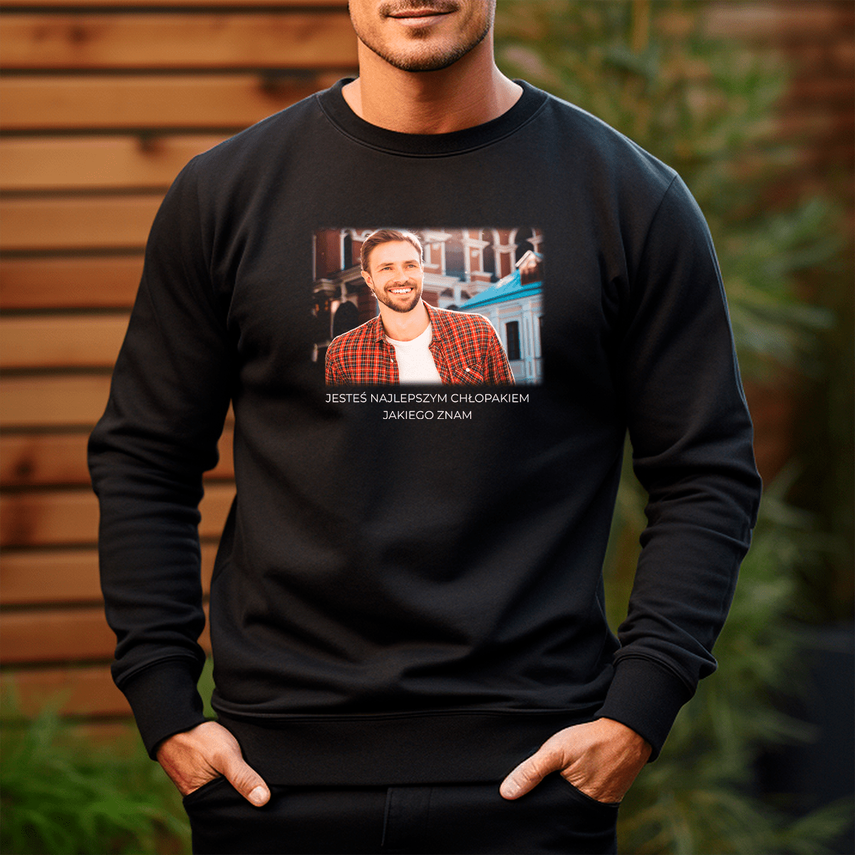 Personalizowana bluza męska z własnym nadrukiem NAJLEPSZY CHŁOPAK - prezent dla niego - idamell.com