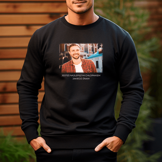Personalizowana bluza męska z własnym nadrukiem NAJLEPSZY CHŁOPAK - prezent dla niego - idamell.com