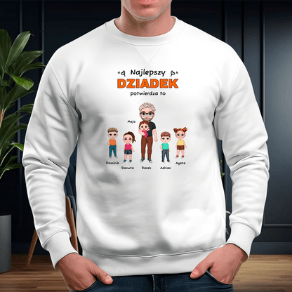 Personalizowana bluza męska z własnym nadrukiem NAJLEPSZY DZIADEK - prezent dla dziadka - idamell.com