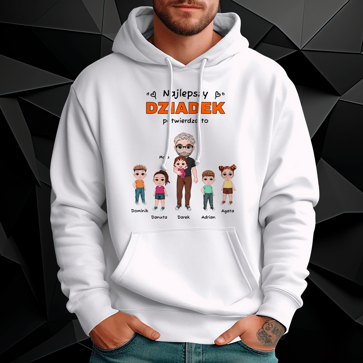 Personalizowana bluza męska z własnym nadrukiem NAJLEPSZY DZIADEK - prezent dla dziadka - idamell.com