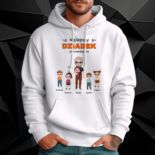 Personalizowana bluza męska z własnym nadrukiem NAJLEPSZY DZIADEK - prezent dla dziadka - idamell.com