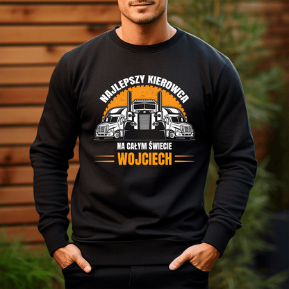 Personalizowana bluza męska z własnym nadrukiem NAJLEPSZY KIEROWCA - prezent dla mężczyzny - idamell.com
