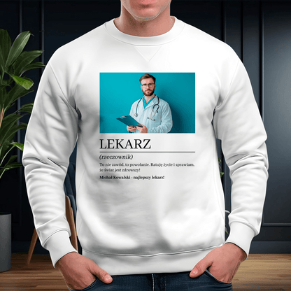 Personalizowana bluza męska z własnym nadrukiem NAJLEPSZY LEKARZ - prezent dla lekarza - idamell.com