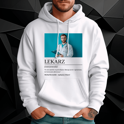 Personalizowana bluza męska z własnym nadrukiem NAJLEPSZY LEKARZ - prezent dla lekarza - idamell.com