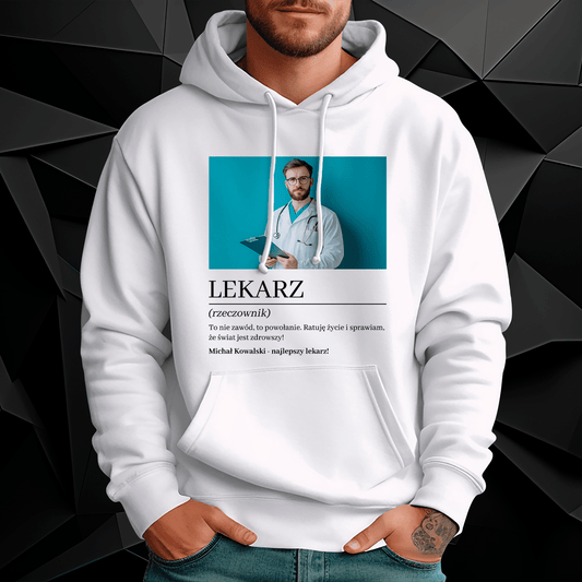Personalizowana bluza męska z własnym nadrukiem NAJLEPSZY LEKARZ - prezent dla lekarza - idamell.com