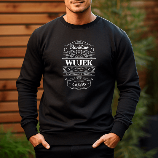 Personalizowana bluza męska z własnym nadrukiem NAJLEPSZY WUJEK OD... - prezent dla wujka - idamell.com