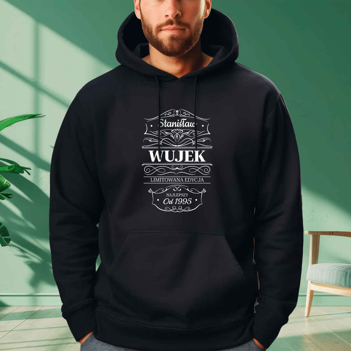 Personalizowana bluza męska z własnym nadrukiem NAJLEPSZY WUJEK OD... - prezent dla wujka - idamell.com