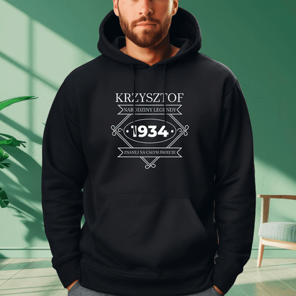 Personalizowana bluza męska z własnym nadrukiem NARODZINY LEGENDY - prezent dla mężczyzny - idamell.com