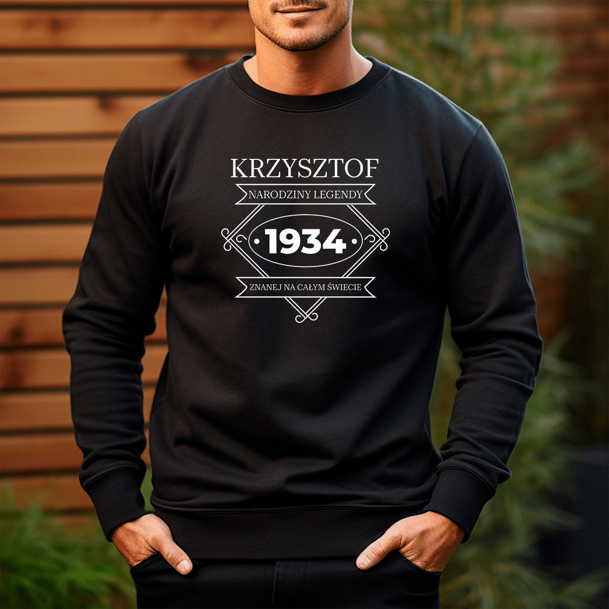 Personalizowana bluza męska z własnym nadrukiem NARODZINY LEGENDY - prezent dla mężczyzny - idamell.com