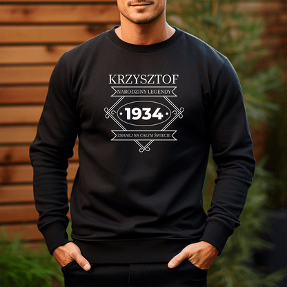 Personalizowana bluza męska z własnym nadrukiem NARODZINY LEGENDY - prezent dla mężczyzny - idamell.com