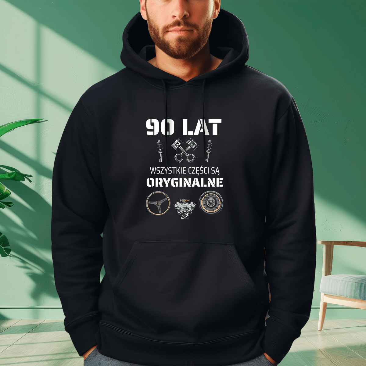 Personalizowana bluza męska z własnym nadrukiem ORYGINALNE CZĘŚCI - prezent dla mężczyzny - idamell.com
