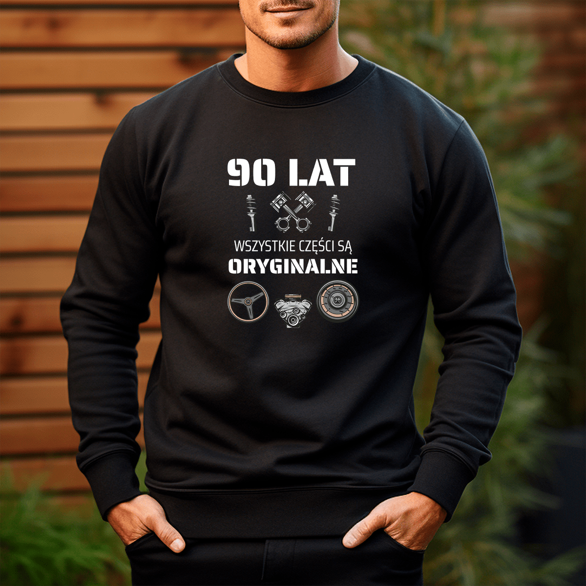 Personalizowana bluza męska z własnym nadrukiem ORYGINALNE CZĘŚCI - prezent dla mężczyzny - idamell.com