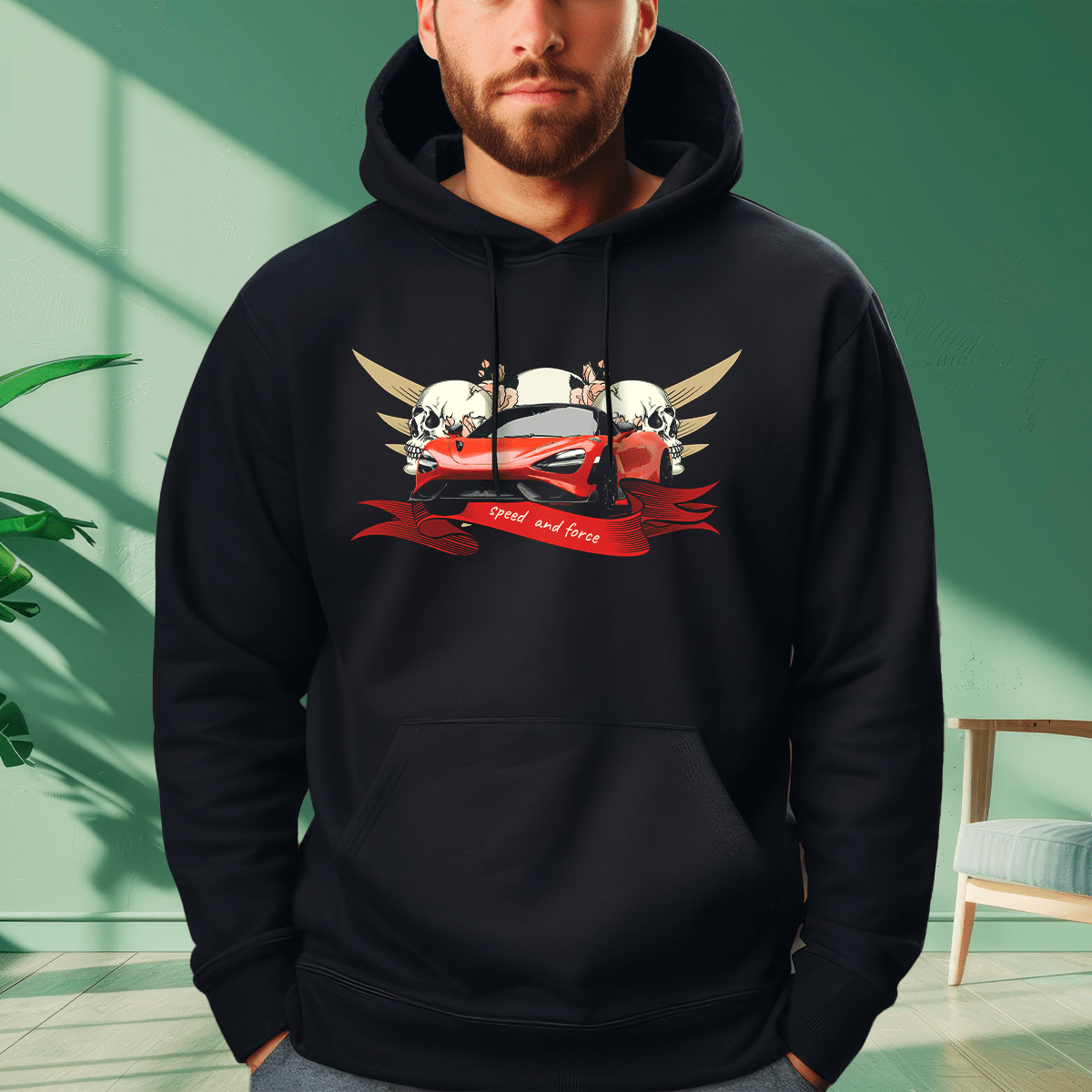 Personalizowana bluza męska z własnym nadrukiem SPEED & FORCE - prezent dla kierowcy - idamell.com