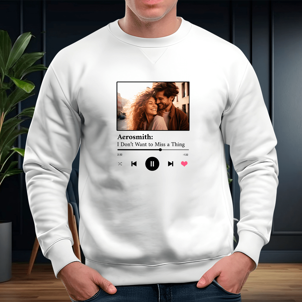 Personalizowana bluza męska z własnym nadrukiem SPOTIFY - prezent dla mężczyzny - idamell.com