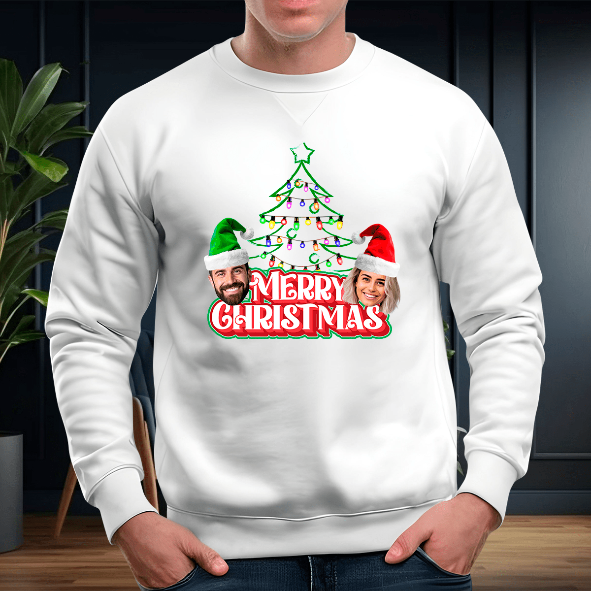 Personalizowana bluza męska z własnym nadrukiem ŚWIĄTECZNA PARA - prezent dla chłopaka - idamell.com