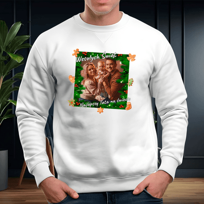 Personalizowana bluza męska z własnym nadrukiem ŚWIĄTECZNE ZDJĘCIE - prezent dla taty - idamell.com