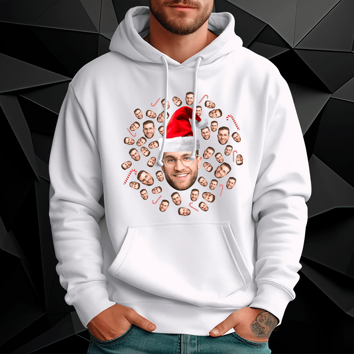 Personalizowana bluza męska z własnym nadrukiem ŚWIĘTY MIKOŁAJ - prezent dla męża - idamell.com