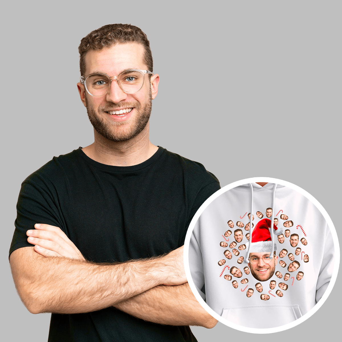Personalizowana bluza męska z własnym nadrukiem ŚWIĘTY MIKOŁAJ - prezent dla męża - idamell.com