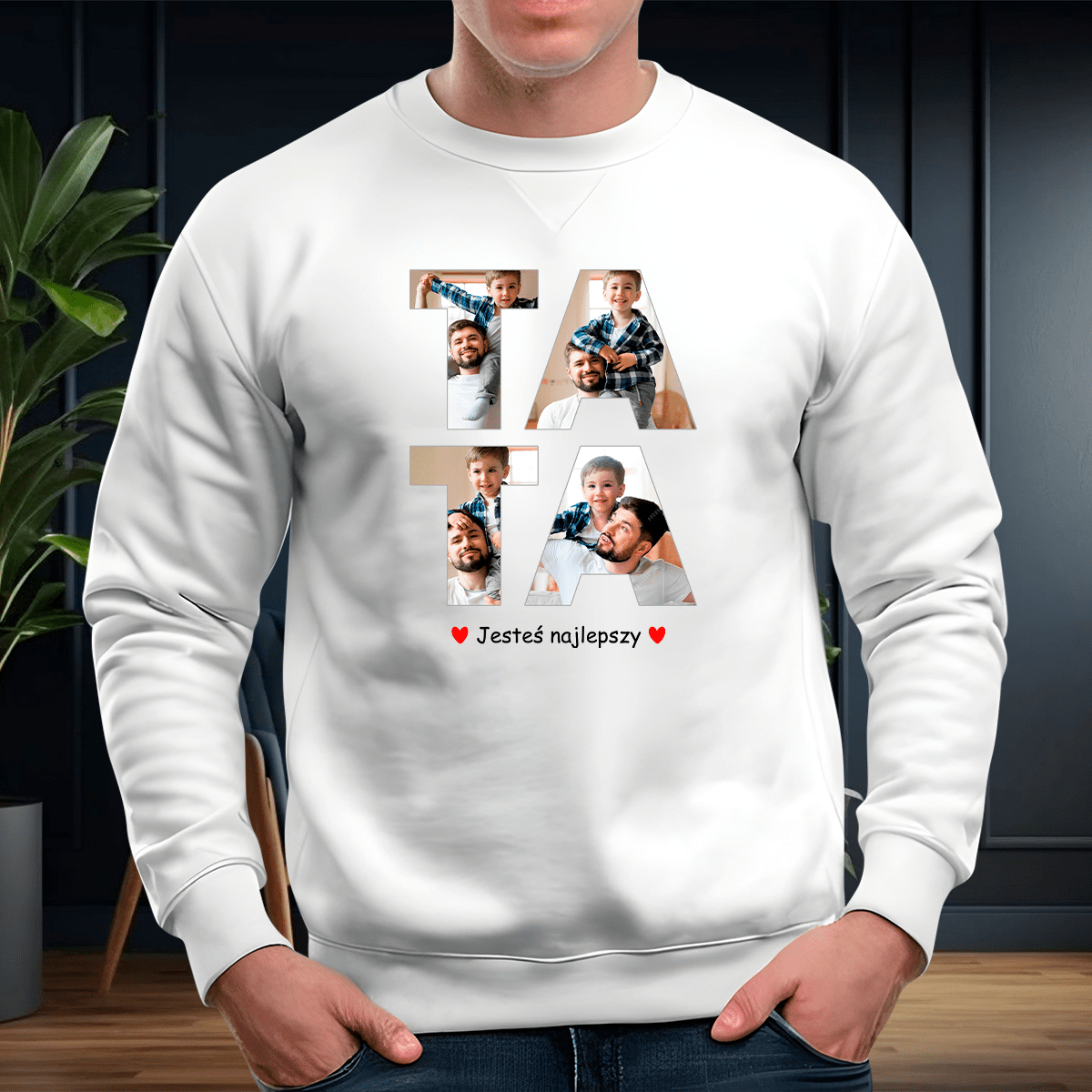 Personalizowana bluza męska z własnym nadrukiem TATA - prezent dla taty - idamell.com