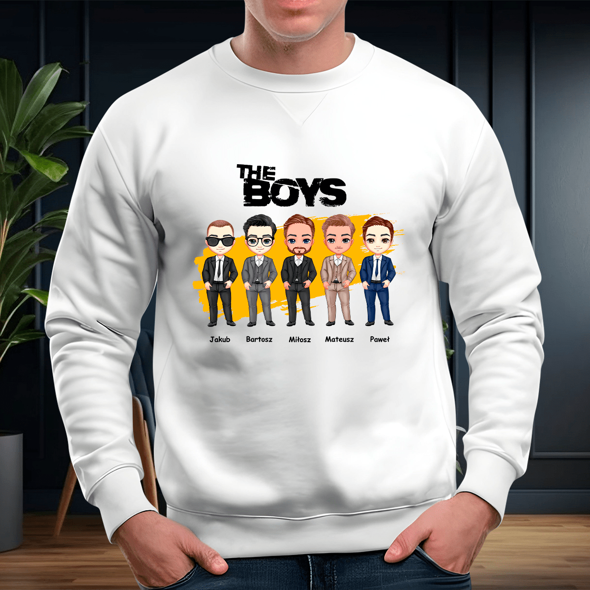 Personalizowana bluza męska z własnym nadrukiem THE BOYS - prezent dla niego - idamell.com